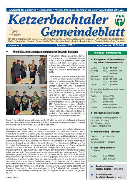 Ketzerbachtaler Gemeindeblatt Ketzerbachtaler Gemeindeblatt