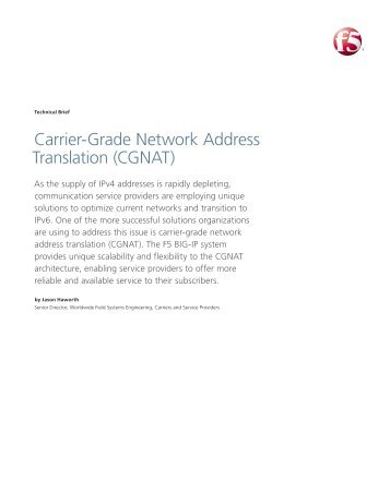 Carrier-Grade Network Address Translation (CGNAT ... - F5 Networks