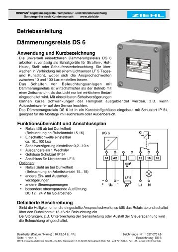 Dämmerungsrelais DS 6 - Ziehl industrie-elektronik GmbH + Co KG