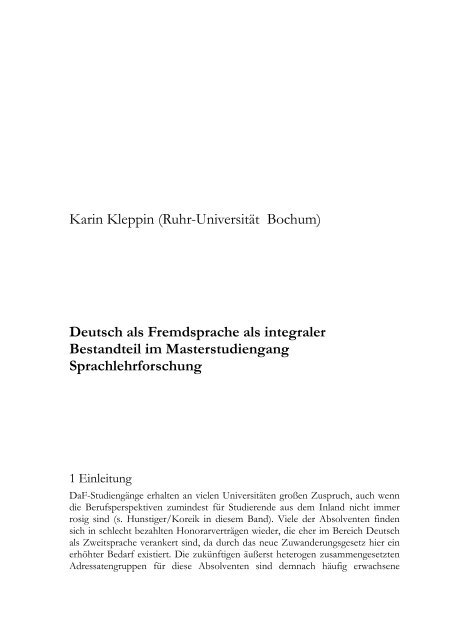 Die @Neustrukturierung von Studiengängen "Deutsch als ...