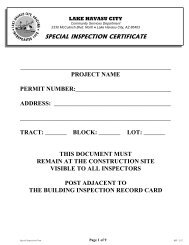 Special Inspection Certificate - Official Website of Lake Havasu City