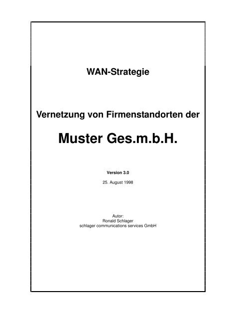 WAN-Strategie - Schlager Communications Services GmbH