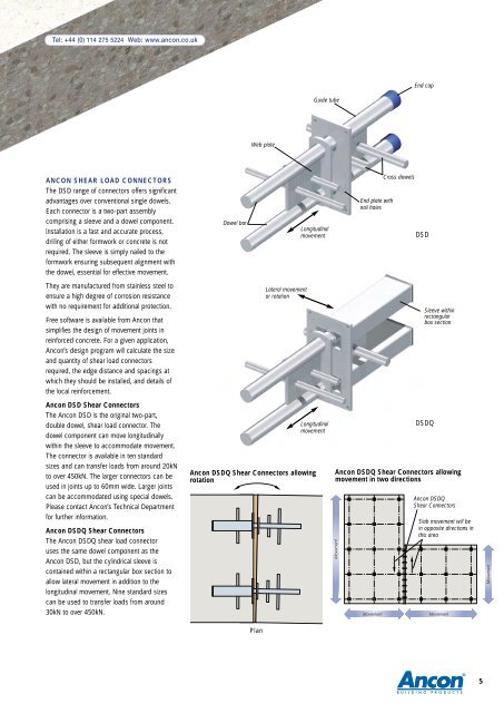 DSD/DSDQ Shear Load Connectors - Geo-Hidrol