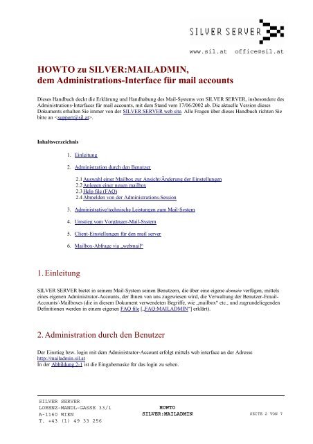 HOWTO SILVER:MAILADMIN - Silver Server