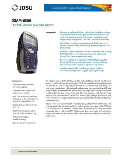 DSAM-6300 Digital Service Analysis Meter - JDSU DSAM-6300 Digital Service Analysis Meter - JDSU
