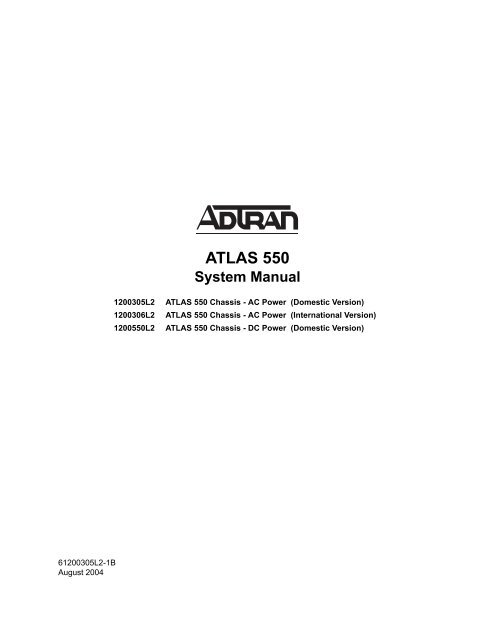 ATLAS 550 System Manual - Adtran