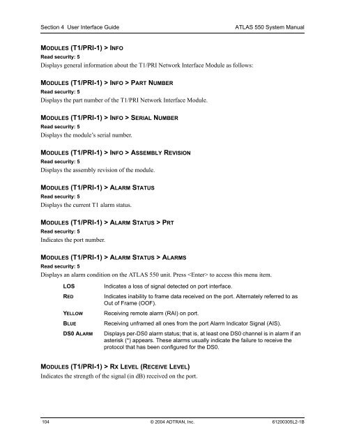 ATLAS 550 System Manual - Adtran