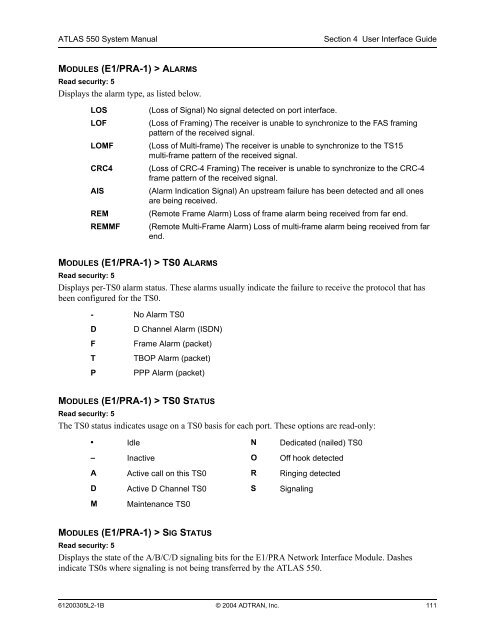 ATLAS 550 System Manual - Adtran