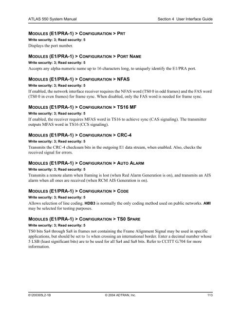 ATLAS 550 System Manual - Adtran