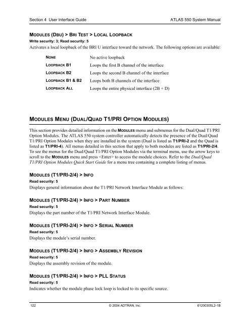 ATLAS 550 System Manual - Adtran