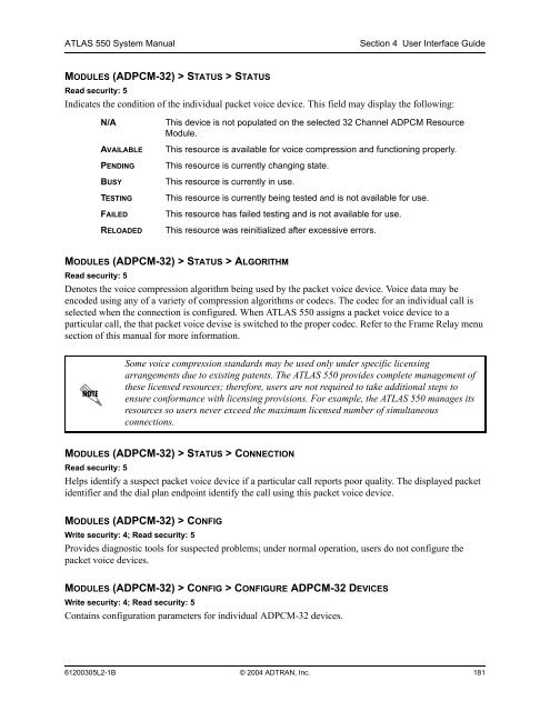 ATLAS 550 System Manual - Adtran