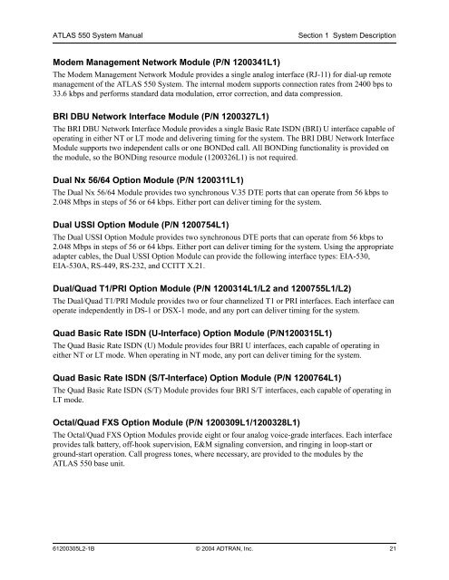 ATLAS 550 System Manual - Adtran