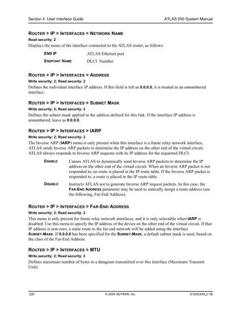 ATLAS 550 System Manual - Adtran