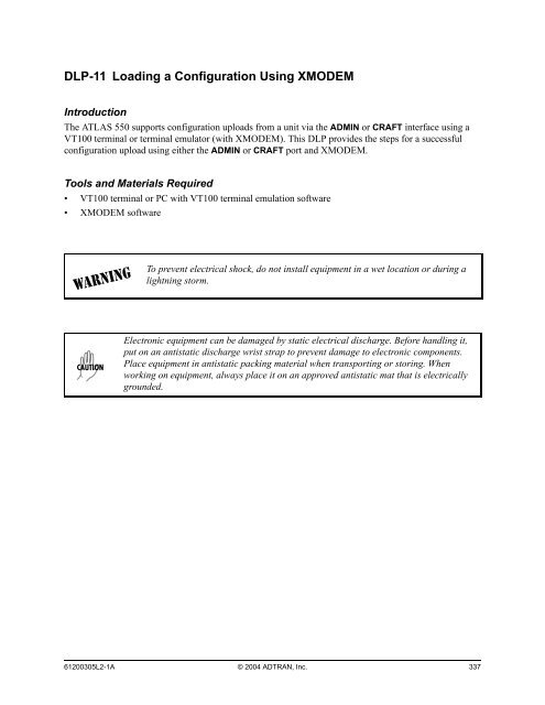 ATLAS 550 System Manual - Adtran