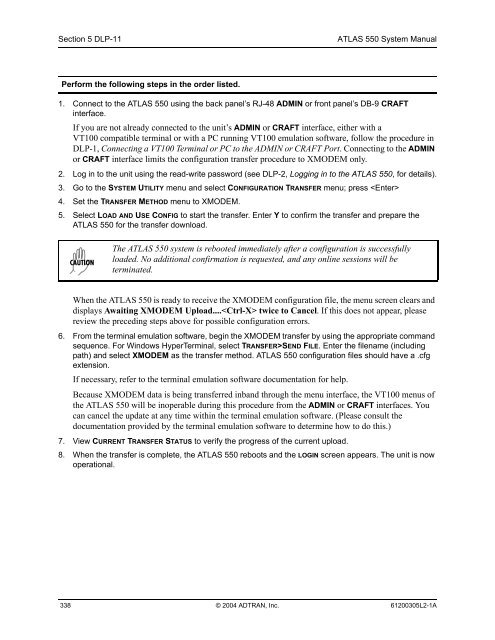 ATLAS 550 System Manual - Adtran