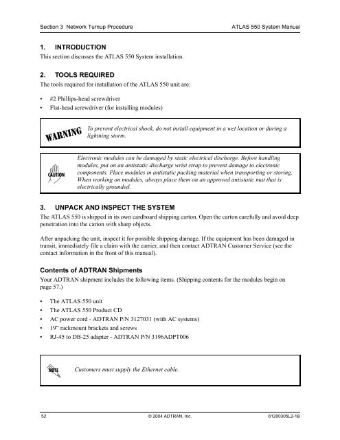 ATLAS 550 System Manual - Adtran