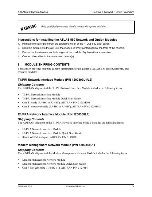 ATLAS 550 System Manual - Adtran