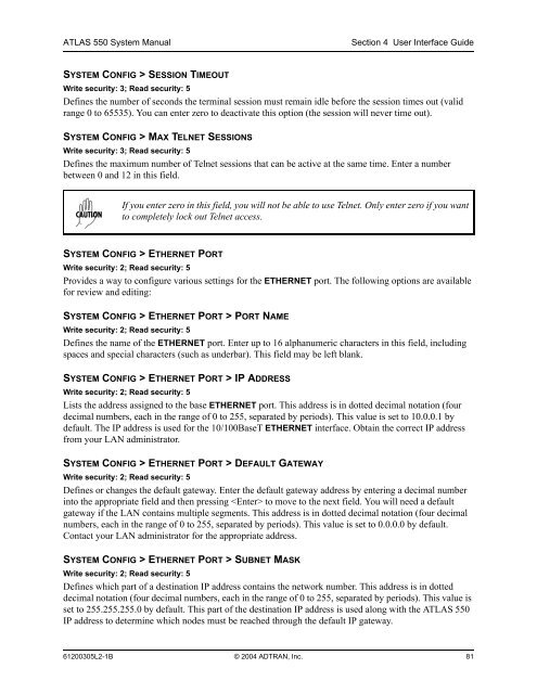 ATLAS 550 System Manual - Adtran