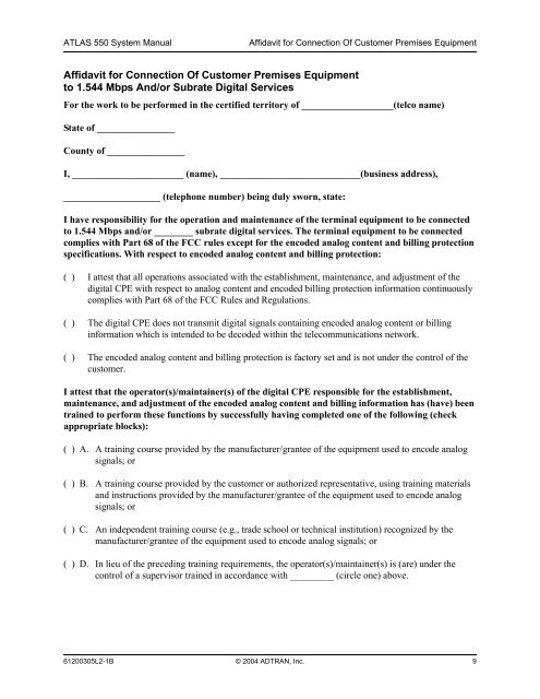 ATLAS 550 System Manual - Adtran