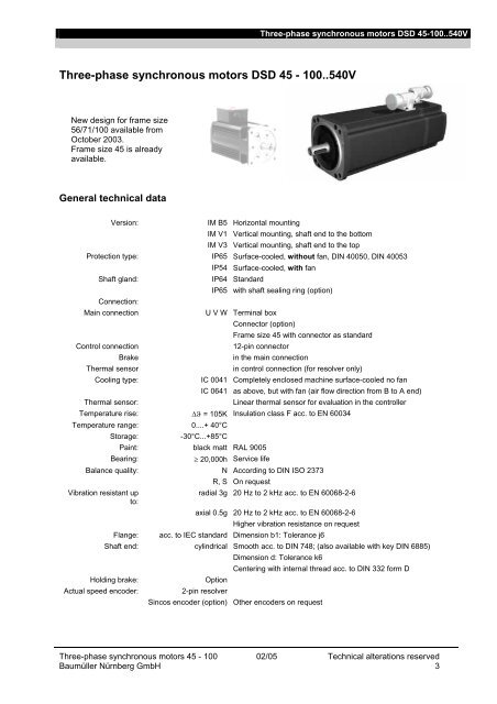 Three-phase Synchronous motors - Baumüller Reparaturwerk