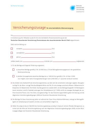 Versicherungszusage - Deutsche Steuerberater-Versicherung