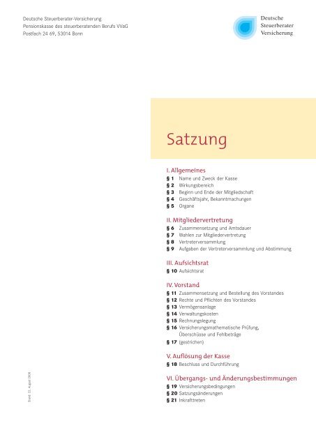 Satzung Deutsche Steuerberater Versicherung