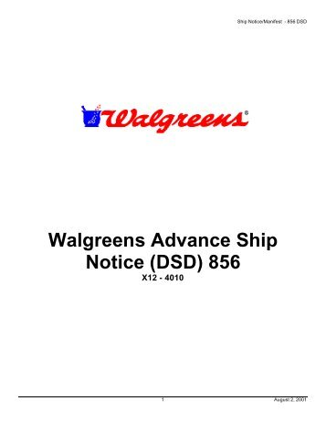 Walgreens Advance Ship Notice (DSD) 856 - Jobisez