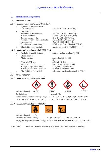 Bezpečnostní list - Unipetrol RPA