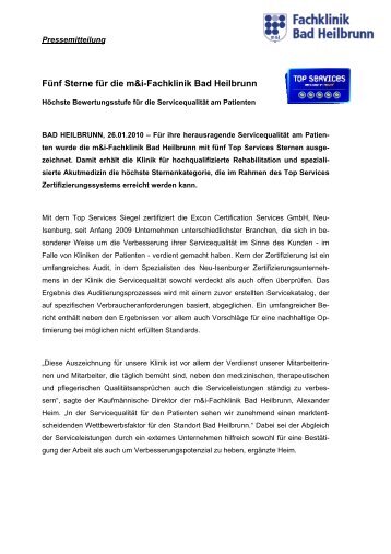 Fünf Sterne für die m&i-Fachklinik Bad Heilbrunn -  m&i-Klinikgruppe ...