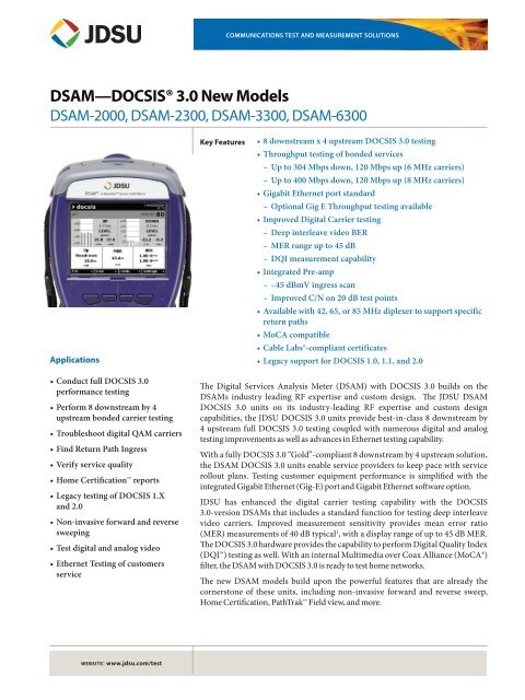 Dsam Module DSAM—DOCSIS® 3.0 New Models - KABELKON