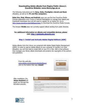 Downloading Adobe eBooks from Regina Public Library's