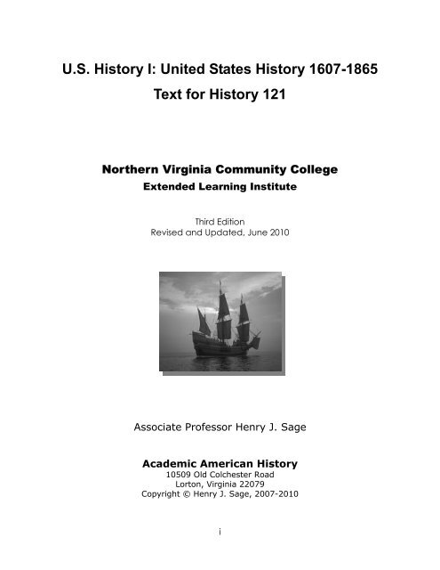 U.S. History I: United States History 1607-1865 ... - Textbook Equity