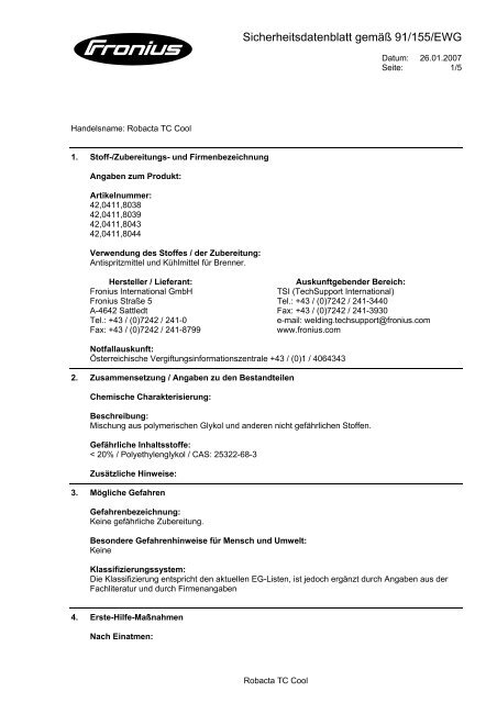 Trennmittel Robacta TC COOL - EPA - Schweisstechnik GmbH