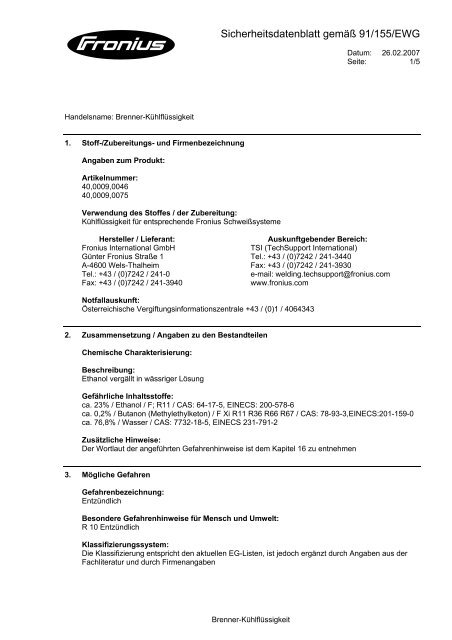 Brennerkühlflüssigkeit [80 Kb] - EPA - Schweisstechnik GmbH