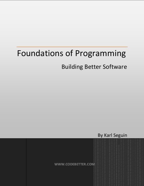 Foundations of Programming - Karl Seguin