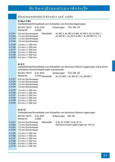 Schweißzusatzwerkstoffe - EPA - Schweisstechnik GmbH