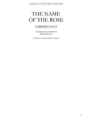 Eco, Umberto - The Name Of The Rose.pdf - Dill Research Group