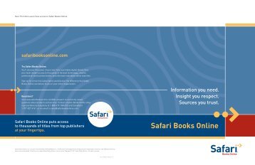 With Safari, you learn the way you learn best. Get unlimited access to videos, live online training, learning paths, books, tutorials, and more.