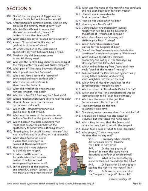 1001 Bible Trivia Questions Printable 1001 Bible Trivia Questions Printable