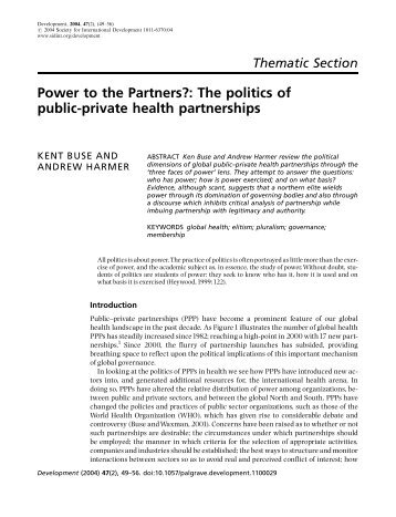 The politics of public-private health partnerships - Epos
