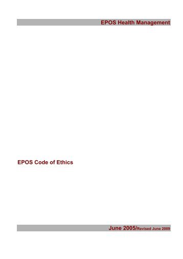 EPOS Health Management EPOS Code of Ethics