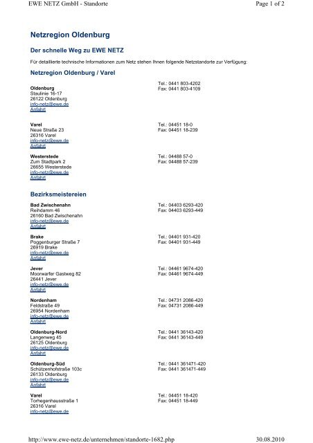 Ewe Standorte Oldenburg Pdf Nena Neue Energien