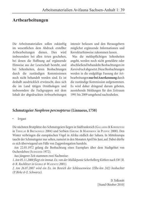 Zum Projekt einer Avifauna Sachsen-Anhalts - Ornithologenverband ...