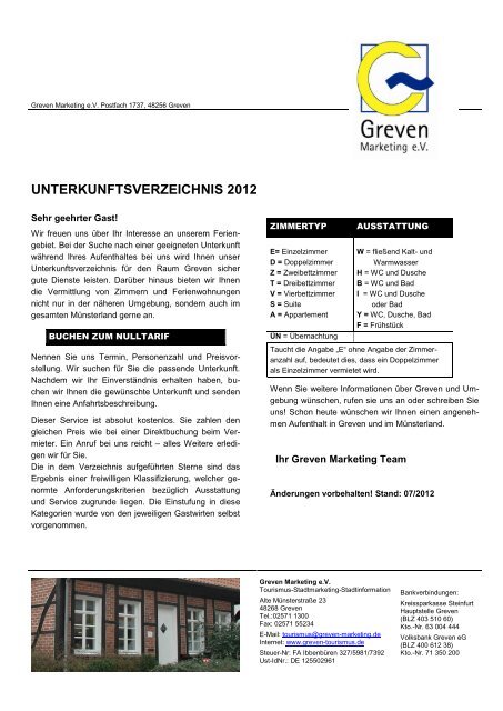 Unterkunftsverzeichnis Greven