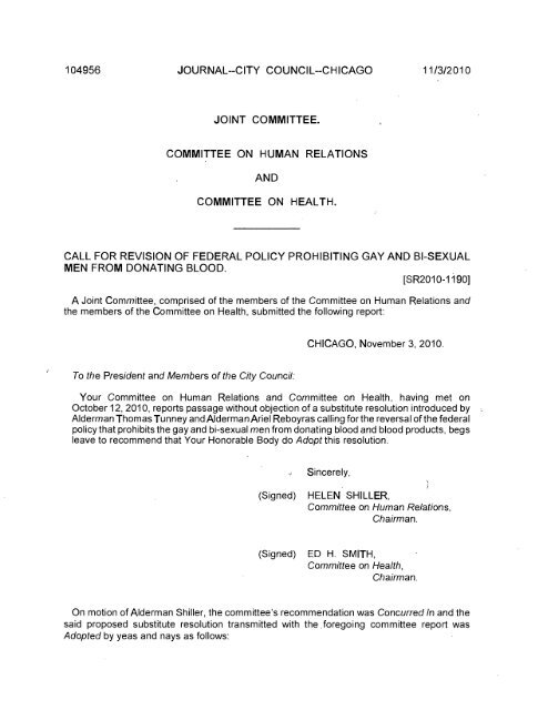 Joint Committee - Chicago City Council Document Repository