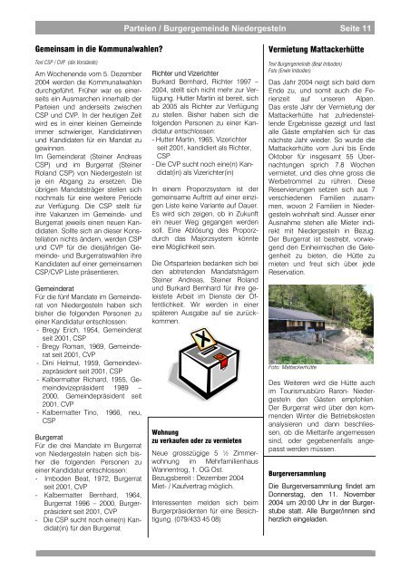 Jahrgang 3 - Nr. 3 - Oktober 2004 - Gemeinde Niedergesteln