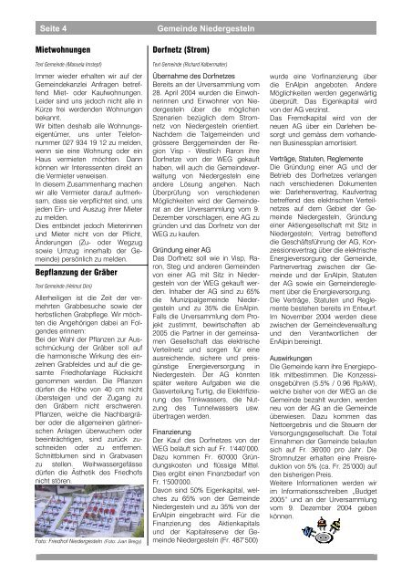 Jahrgang 3 - Nr. 3 - Oktober 2004 - Gemeinde Niedergesteln