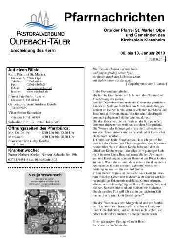 Pfarrbrief des Pastoralverbundes Olpebach-Täler - Kath ...