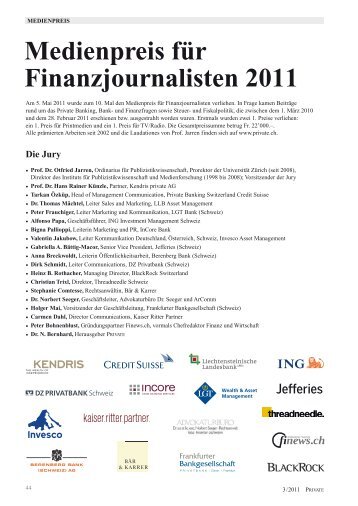 Medienpreis für Finanzjournalisten 2011 - Private Magazin