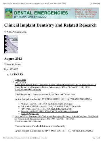 Clinical Implant Dentistry and Related Research - Volume 14, Issue ...